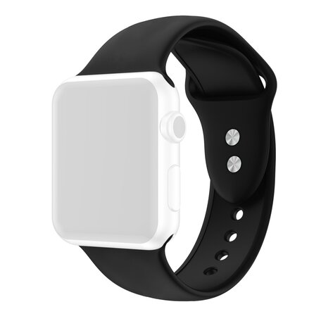 Siliconen sportbandje - Zwart - Dubbele druksluiting - Geschikt voor Apple Watch 38mm / 40mm / 41mm / 42mm