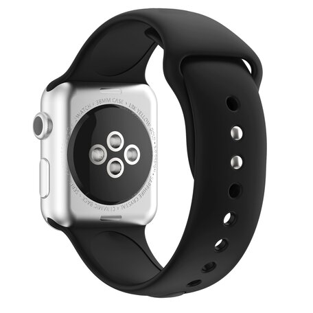 Siliconen sportbandje - Zwart - Dubbele druksluiting - Geschikt voor Apple Watch 38mm / 40mm / 41mm / 42mm