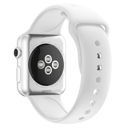 Siliconen sportbandje - Wit - Dubbele druksluiting - Geschikt voor Apple Watch 38mm / 40mm / 41mm / 42mm