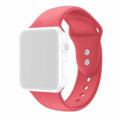 Siliconen sportbandje - Koraal rood - Dubbele druksluiting - Geschikt voor Apple Watch 42mm / 44mm / 45mm / 46mm / 49mm