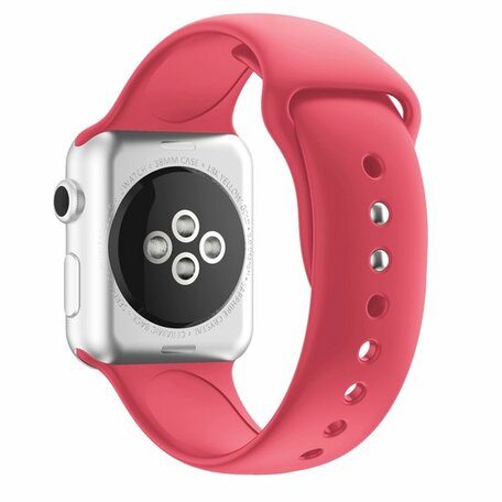 Siliconen sportbandje - Koraal rood - Dubbele druksluiting - Geschikt voor Apple Watch 42mm / 44mm / 45mm / 46mm / 49mm