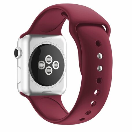 Siliconen sportbandje - Bordeaux - Dubbele druksluiting - Geschikt voor Apple Watch 42mm / 44mm / 45mm / 46mm / 49mm