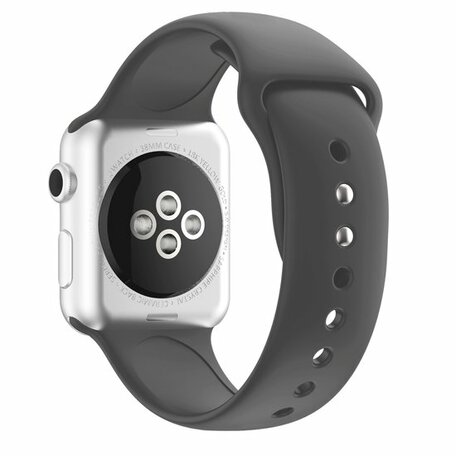 Siliconen sportbandje - Donkergrijs - Dubbele druksluiting - Geschikt voor Apple Watch 44mm / 45mm / 46mm / 49mm