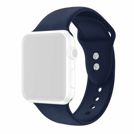 Siliconen sportbandje - Donkerblauw - Dubbele druksluiting - Geschikt voor Apple Watch 42mm / 44mm / 45mm / 46mm / 49mm