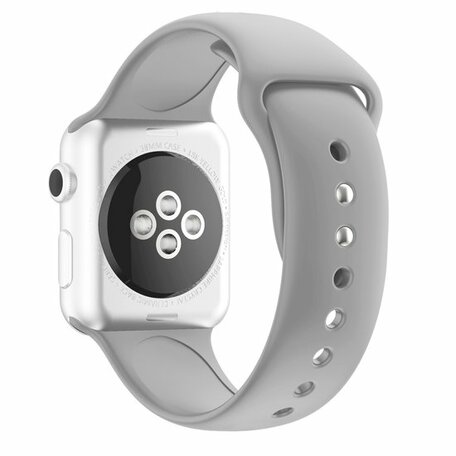 Siliconen sportbandje - Grijs - Dubbele druksluiting - Geschikt voor Apple Watch 42mm / 44mm / 45mm / 49mm