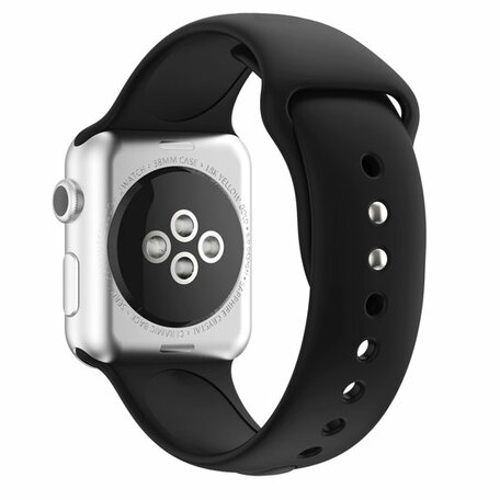 Siliconen sportbandje - Zwart - Dubbele druksluiting - Geschikt voor Apple Watch 44mm / 45mm / 46mm / 49mm