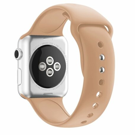 Siliconen sportbandje - Walnoot - Dubbele druksluiting - Geschikt voor Apple Watch 42mm / 44mm / 45mm / 46mm / 49mm