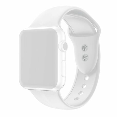 Siliconen sportbandje - Wit - Dubbele druksluiting - Geschikt voor Apple Watch 44mm / 45mm / 46mm / 49mm