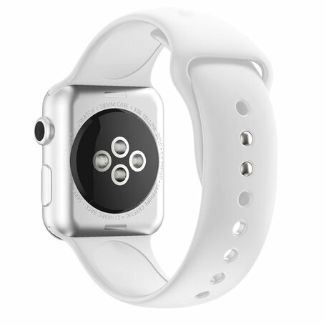 Siliconen sportbandje - Wit - Dubbele druksluiting - Geschikt voor Apple Watch 42mm / 44mm / 45mm / 46mm / 49mm