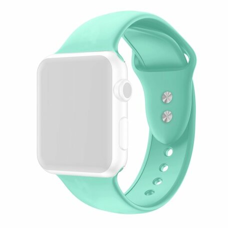 Siliconen sportbandje - Mint Groen - Dubbele druksluiting - Geschikt voor Apple Watch 42mm / 44mm / 45mm / 46mm / 49mm