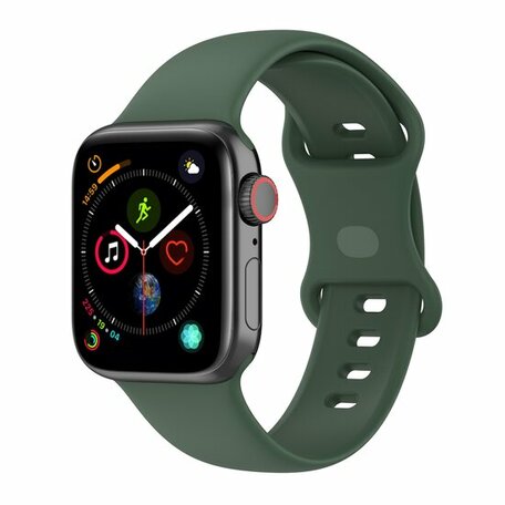 Siliconen sportbandje - Donkergroen - Maat: M/L - Geschikt voor Apple Watch 38mm / 40mm / 41mm