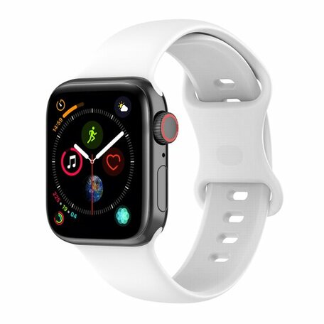 Siliconen sportbandje - Wit - Maat: M/L - Geschikt voor Apple Watch 38mm / 40mm / 41mm / 42mm