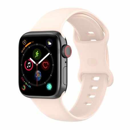 Siliconen sportbandje - Zandroze - Maat: M/L - Geschikt voor Apple Watch 38mm / 40mm / 41mm / 42mm