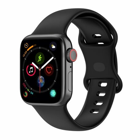 Siliconen sportbandje - Zwart - Maat: S/M - Geschikt voor Apple Watch 38mm / 40mm / 41mm / 42mm