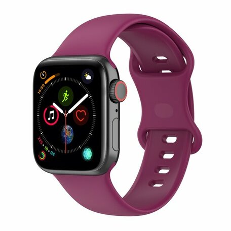 Siliconen sportbandje - Wijnrood - Maat: S/M - Geschikt voor Apple Watch 44mm / 45mm / 46mm / 49mm