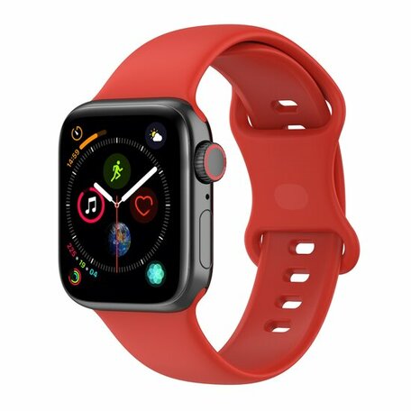 Siliconen sportbandje - Rood - Maat: S/M - Geschikt voor Apple Watch 42mm / 44mm / 45mm / 46mm / 49mm