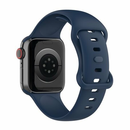 Siliconen sportbandje - Navy Blauw - Maat: M/L - Geschikt voor Apple Watch 42mm / 44mm / 45mm / 46mm / 49mm