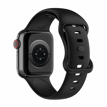 Siliconen sportbandje - Zwart - Maat: M/L - Geschikt voor Apple Watch 42mm / 44mm / 45mm / 46mm / 49mm