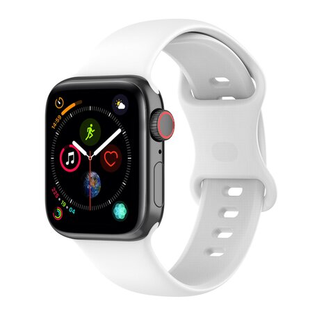 Siliconen sportbandje - Wit - Maat: M/L - Geschikt voor Apple Watch 42mm / 44mm / 45mm / 46mm / 49mm