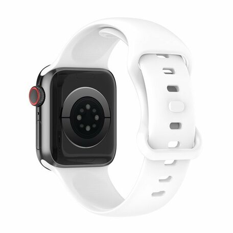 Siliconen sportbandje - Wit - Maat: M/L - Geschikt voor Apple Watch 42mm / 44mm / 45mm / 46mm / 49mm