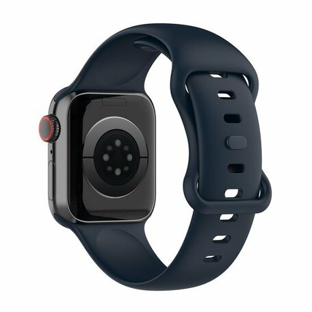 Siliconen sportbandje - Donkerblauw - Maat: M/L - Geschikt voor Apple Watch 42mm / 44mm / 45mm / 46mm / 49mm