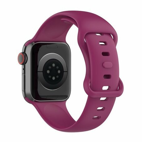 Siliconen sportbandje - Wijnrood - Maat: M/L - Geschikt voor Apple Watch 42mm / 44mm / 45mm / 46mm / 49mm