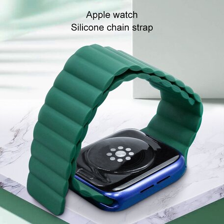 Siliconen Loop bandje - Groen - Geschikt voor Apple Watch 38mm / 40mm / 41mm / 42mm