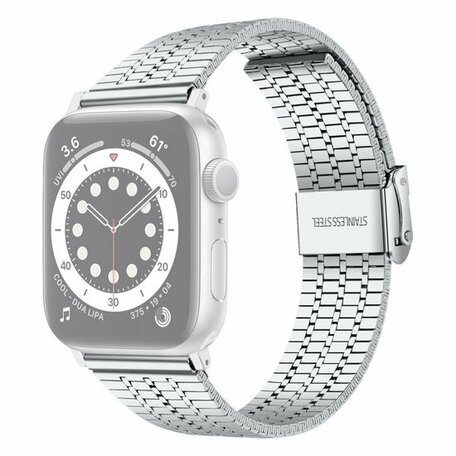 Metalen bandje - Zilver - Geschikt voor Apple watch 38mm / 40mm / 41mm / 42mm