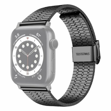 Metalen bandje - Zwart - Geschikt voor Apple watch 38mm / 40mm / 41mm / 42mm