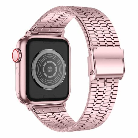 Metalen bandje - Rosé roze - Geschikt voor Apple watch 44mm / 45mm / 46mm / 49mm