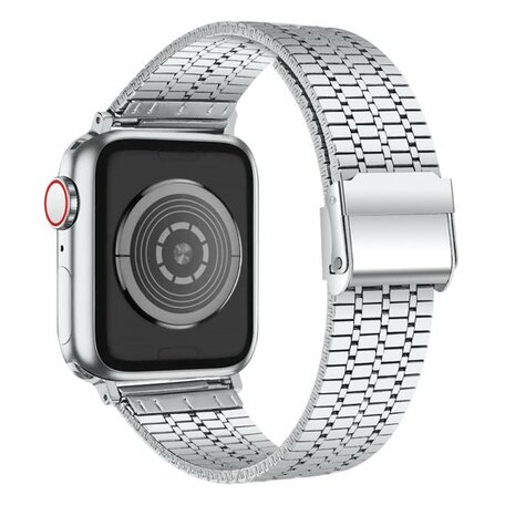 Metalen bandje - Zilver - Geschikt voor Apple watch 42mm / 44mm / 45mm / 46mm / 49mm