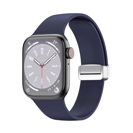 Siliconen bandje - Folding Buckle - Donkerblauw - Geschikt voor Apple Watch 38mm / 40mm / 41mm / 42mm