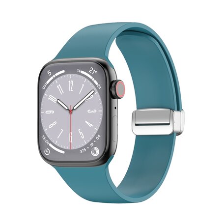 Siliconen bandje - Folding Buckle - Cyaan - Geschikt voor Apple Watch 38mm / 40mm / 41mm / 42mm