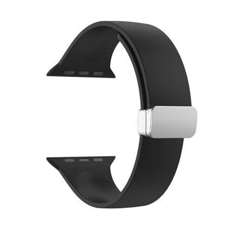 Siliconen bandje - Folding Buckle - Zwart - Geschikt voor Apple Watch 38mm / 40mm / 41mm / 42mm