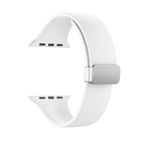 Siliconen bandje - Folding Buckle - Wit - Geschikt voor Apple Watch 38mm / 40mm / 41mm / 42mm