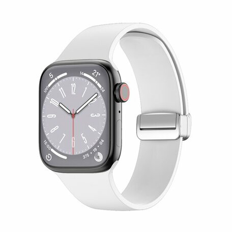 Siliconen bandje - Folding Buckle - Wit - Geschikt voor Apple Watch 42mm / 44mm / 45mm / 46mm / 49mm