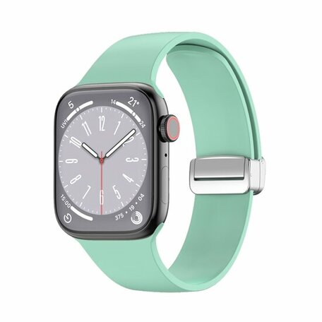 Siliconen bandje - Folding Buckle - Lichtgroen - Geschikt voor Apple Watch 42mm / 44mm / 45mm / 46mm / 49mm