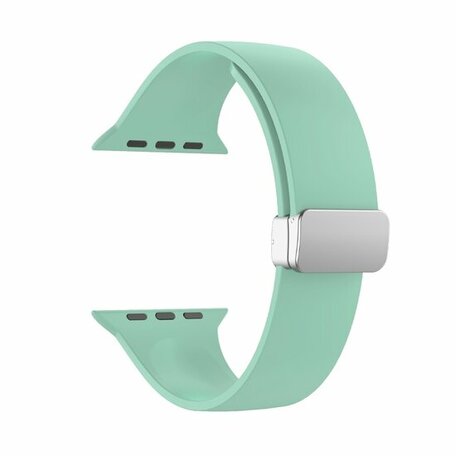 Siliconen bandje - Folding Buckle - Lichtgroen - Geschikt voor Apple Watch 42mm / 44mm / 45mm / 46mm / 49mm