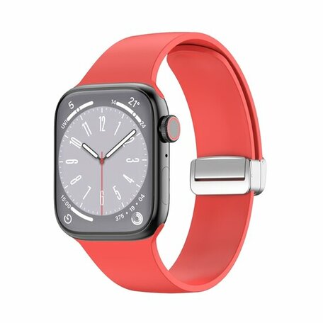 Siliconen bandje - Folding Buckle - Rood - Geschikt voor Apple Watch 42mm / 44mm / 45mm / 46mm / 49mm