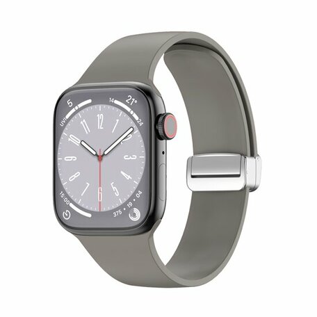 Siliconen bandje - Folding Buckle - Grijs - Geschikt voor Apple Watch 44mm / 45mm / 46mm / 49mm