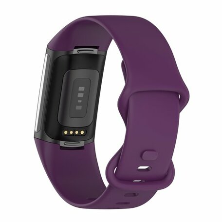 FitBit Charge 5 & 6 Sportbandje met dubbele lus - Donkerpaars - Maat: S