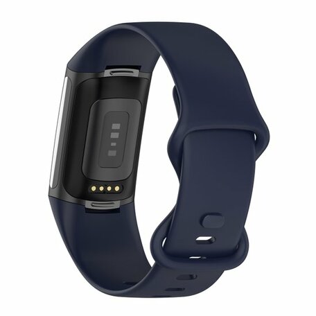 FitBit Charge 5 & 6 Sportbandje met dubbele lus - Donkerblauw - Maat: S