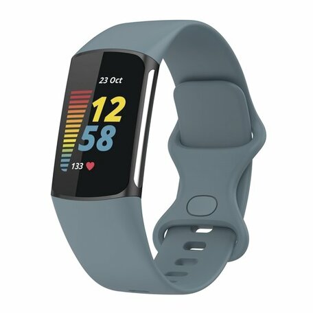 FitBit Charge 5 & 6 Sportbandje met dubbele lus - Staalblauw - Maat: S