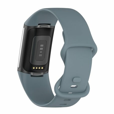 FitBit Charge 5 & 6 Sportbandje met dubbele lus - Staalblauw - Maat: S