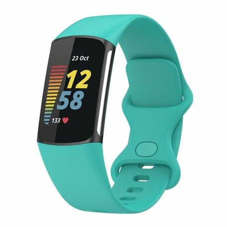 FitBit Charge 5 & 6 Sportbandje met dubbele lus - Mint groen - Maat: L