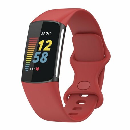 FitBit Charge 5 & 6 Sportbandje met dubbele lus - Rood - Maat: L