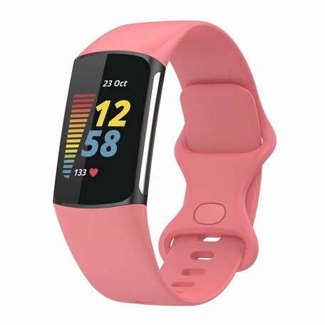 FitBit Charge 5 & 6 Sportbandje met dubbele lus - Roze - Maat: L