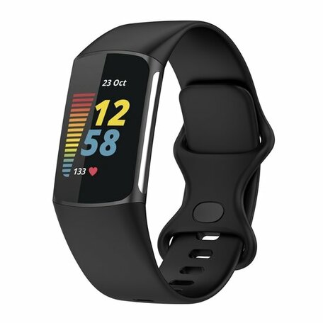 FitBit Charge 5 & 6 Sportbandje met dubbele lus - Zwart - Maat: L