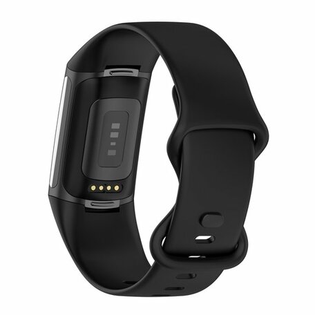 FitBit Charge 5 & 6 Sportbandje met dubbele lus - Zwart - Maat: L