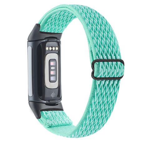 FitBit Charge 5 & 6 Elastische solo loop nylon bandje - Turquoise